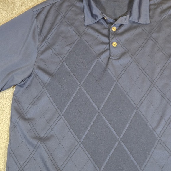 Nike Golf Tour Performance Mens Large Navy Blue Diamond Shrt Sleeve Polo Dri-Fit - Picture 4 of 10